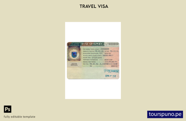 Plantilla de visa de viaje para Lituania lista para imprimir